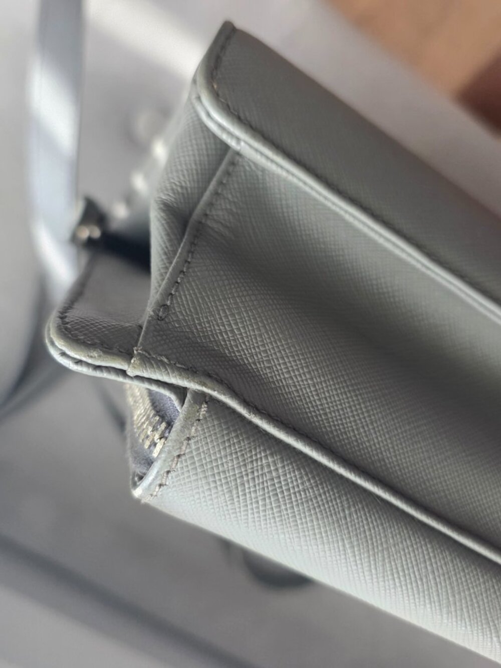 AUTHENTIC Prada Saffiano Leather Briefcase in Grey Retail $5800 - Picture 3 of 5